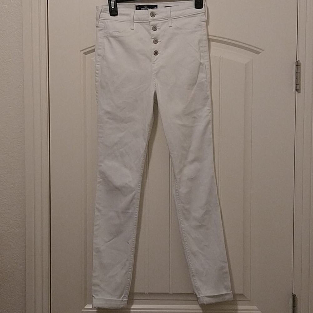 Ultra high rise jean leggings buttons